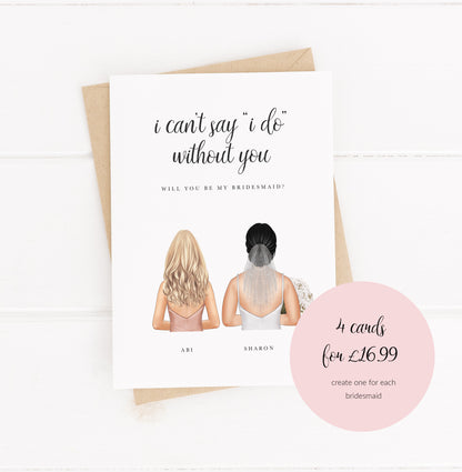 Personalised will you be my bridesmaid card
