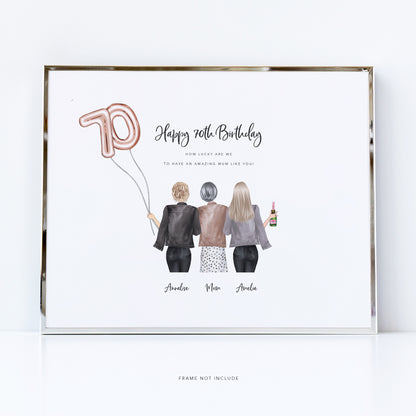 Happy 70th birthday print for mum | Grandma gifts