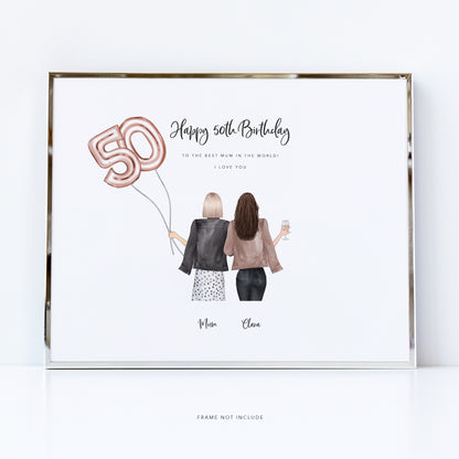 Happy 70th birthday print for mum | Grandma gifts