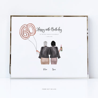 Happy 70th birthday print for mum | Grandma gifts