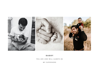 Superhero daddy three picture collage