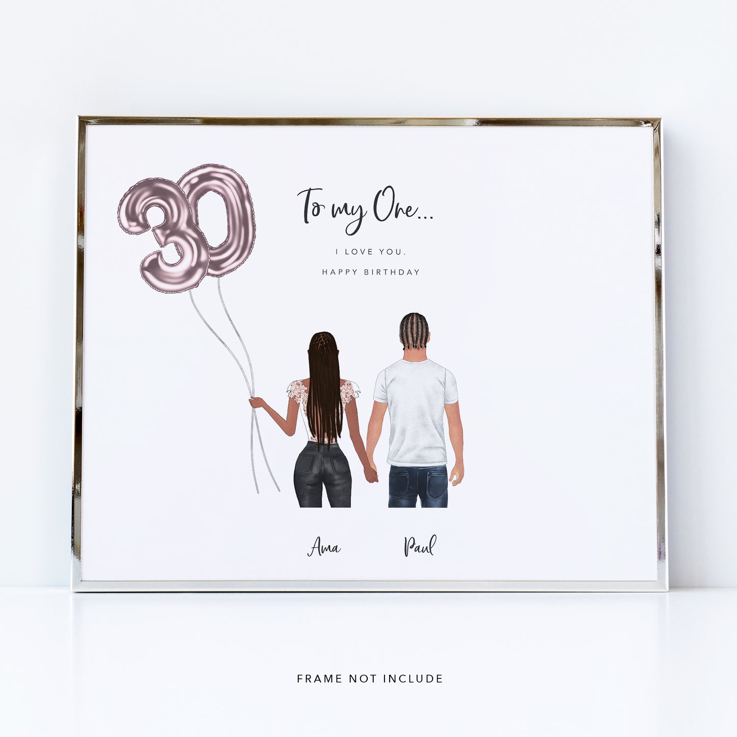 Personalised 30th birthday couple in love picture