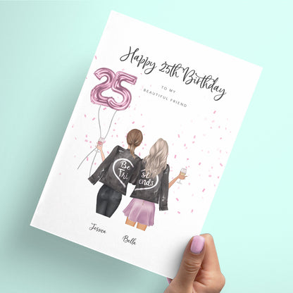 Bestie personalised 25th birthday card