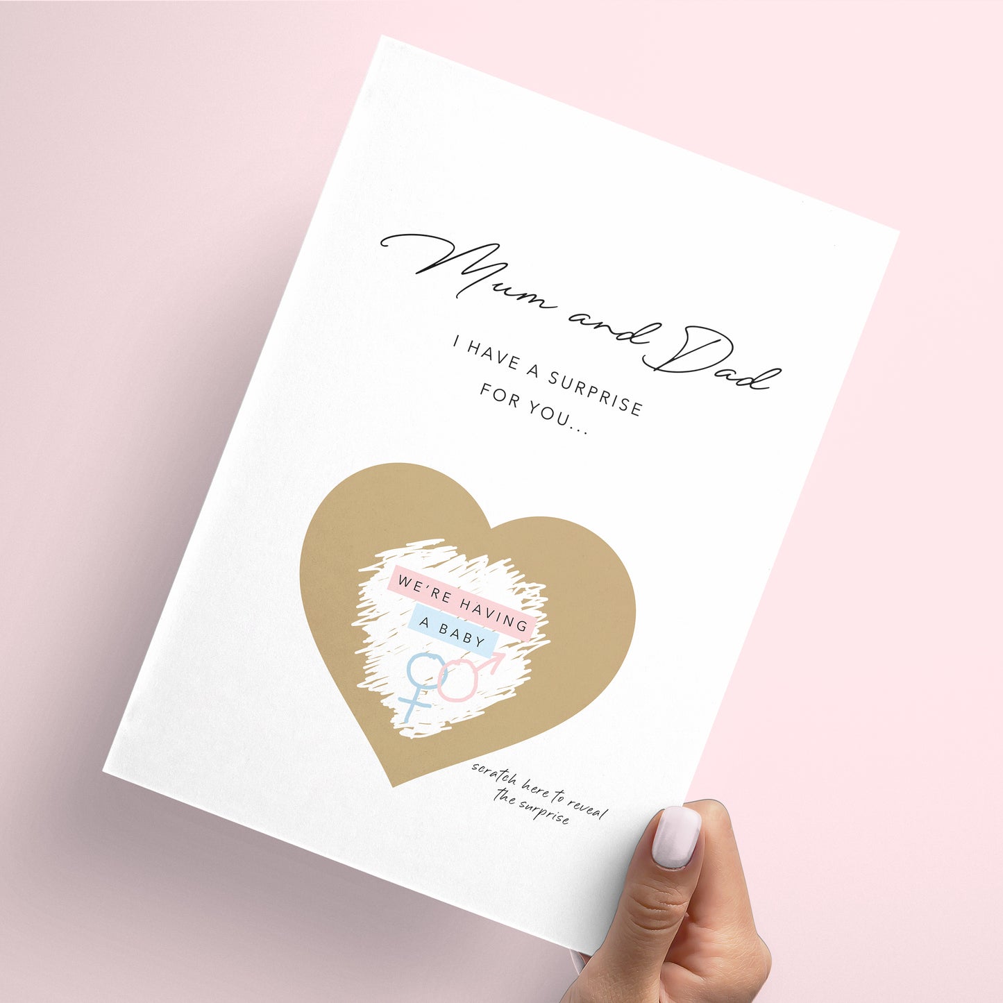 Pregnancy announcement scratch and reveal card for parents
