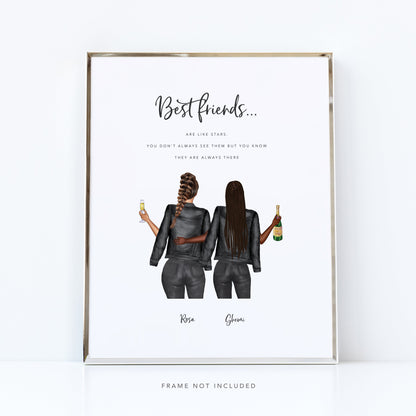 Best friends are like stars quote print