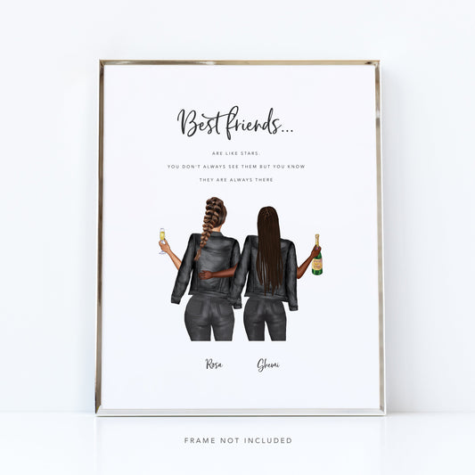 Best friends are like stars quote print