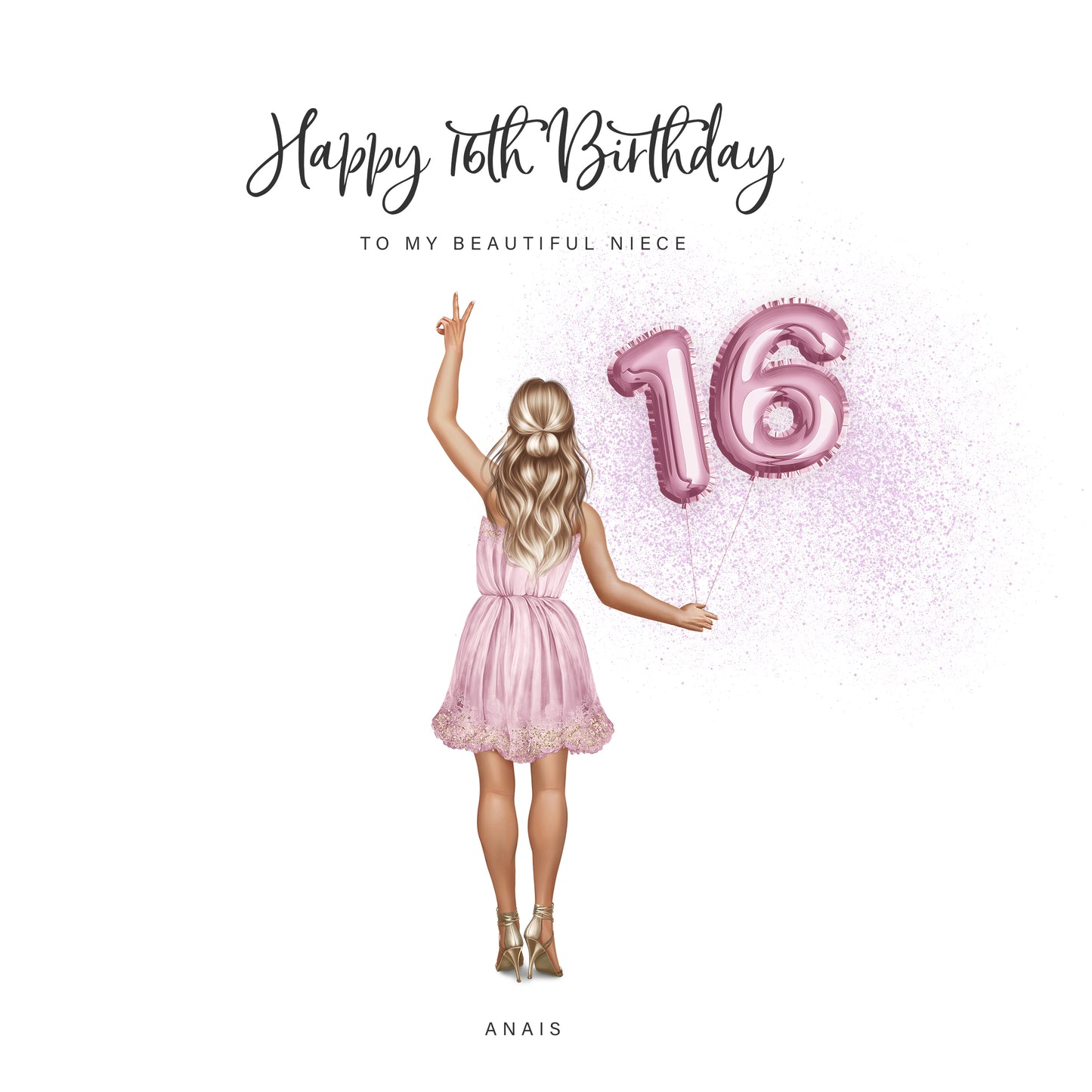 Personalised 16th Birthday greeting card