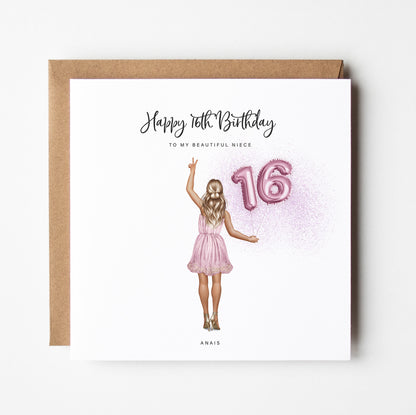 Girl In Butterfly Dress Personalise Age Granddaughter Birthday Card At - Foto 8