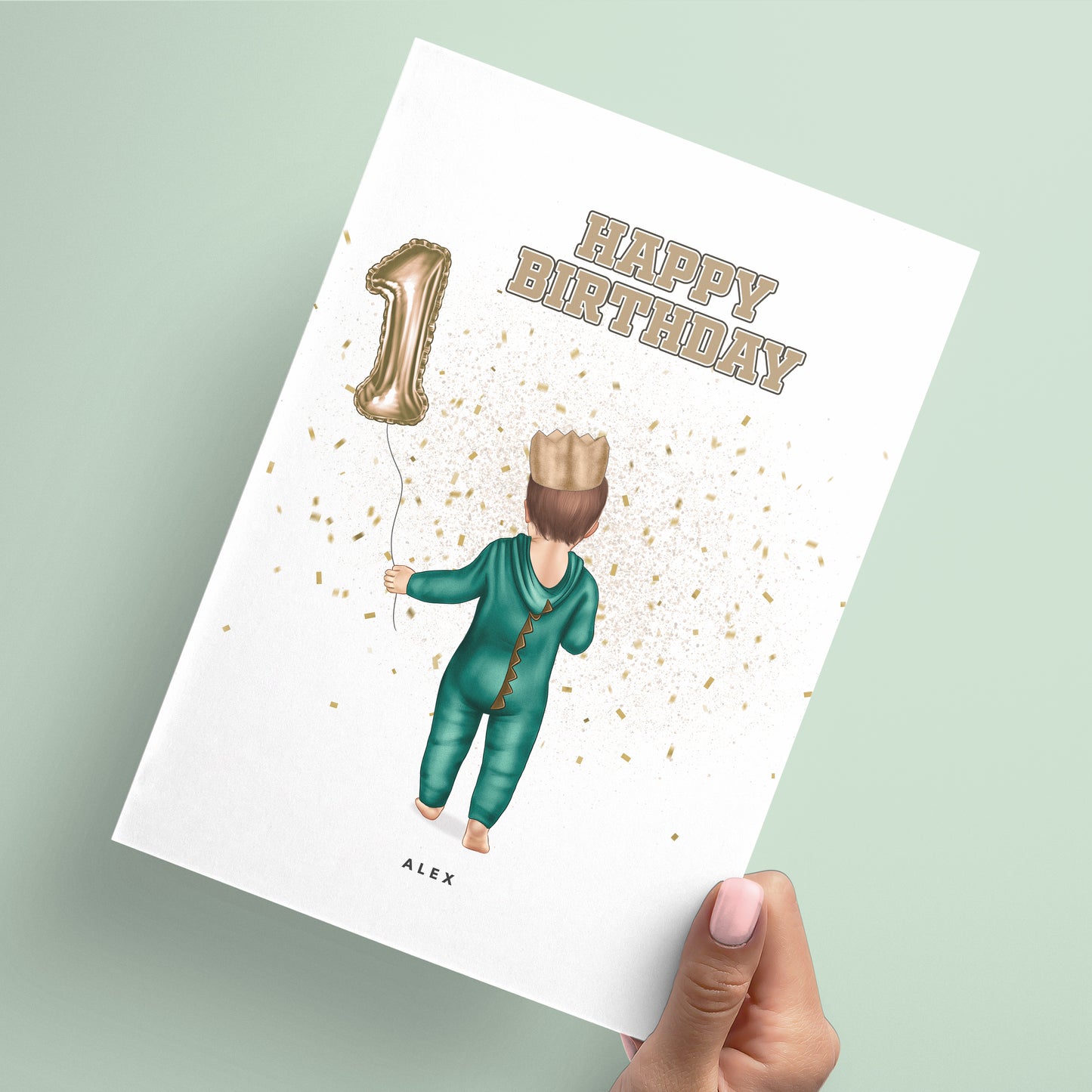 Little King Happy 1st Birthday Card