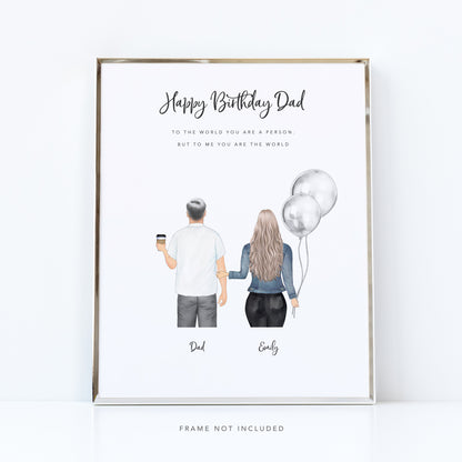Dad gift for birthday | personalised father-daughter print