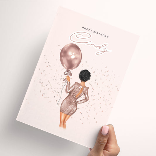 Sparkle Rose Gold Personalised Birthday Card