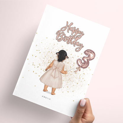 3 today - personalised baby girl birthday card