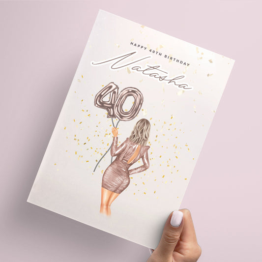Personalised card for her 40th birthday