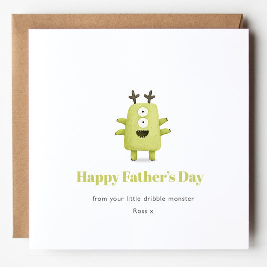 Dribble Monster Father's Day Cards for Preschoolers