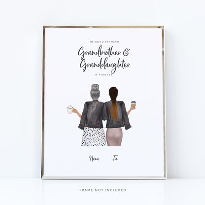 Personalised Grandma and Granddaughter Art | Nan, Grandma Gifts