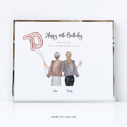 Happy 70th birthday print for mum | Grandma gifts